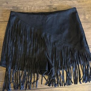 SHEIN Black High Waist Fringe Shorts